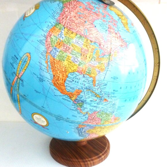 BSM 12" IMPERIAL GLOBE on STAND by George E. Cram Co. Ltd. World MAP Geography - Picture 1 of 13